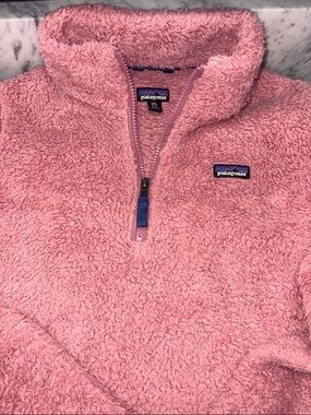 Patagonia Pink Sherpa Half-Zip Pullover Jacket girls sz 16-18.